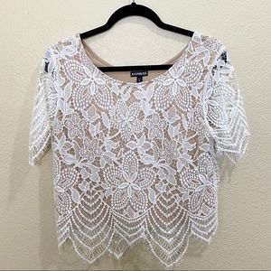 Express Laced Blouse White and Beige